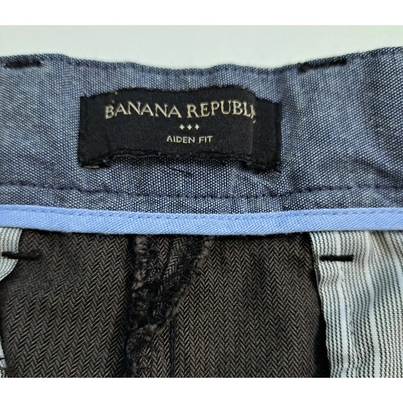 Banana Republic Men's 33x32 Pants Gray Herringbone Aiden Fit Dress Formal - Picture 4 of 10